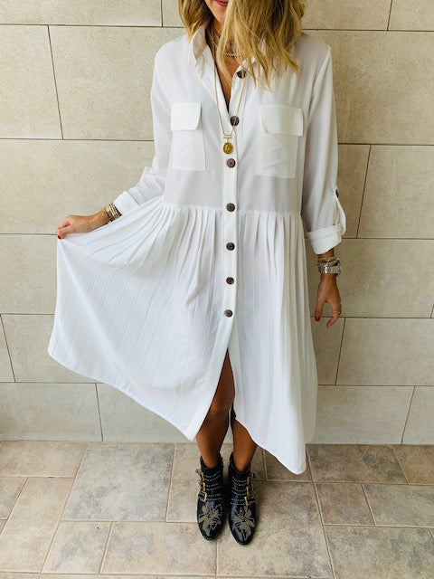 White Aria Plisse Dress