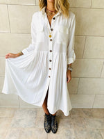 White Aria Plisse Dress