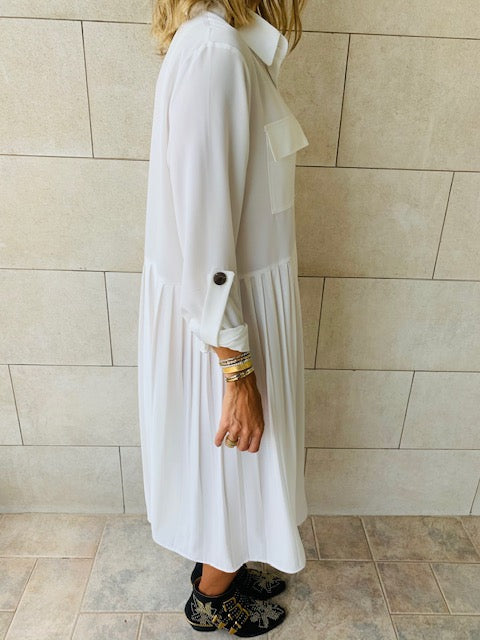 White Aria Plisse Dress