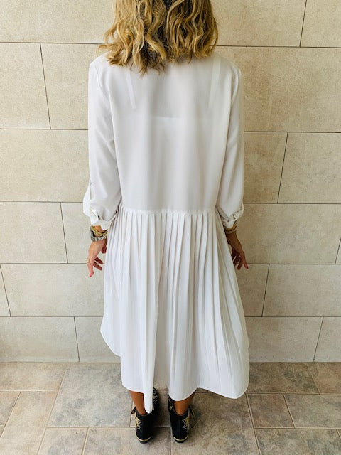 White Aria Plisse Dress