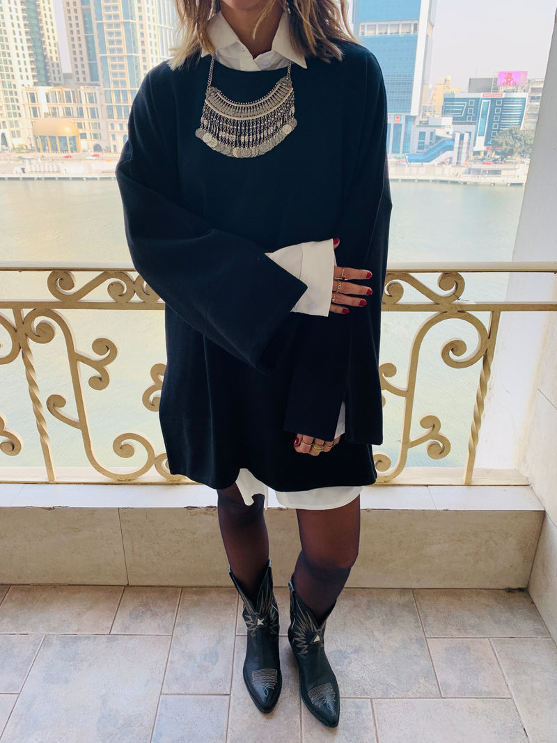 Black Warm Me Up Knit Pullover