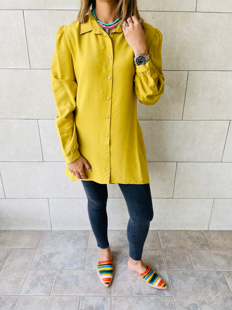 Mustard Longline Belted Shirt