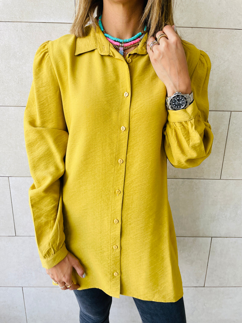 Mustard Longline Belted Shirt