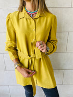 Mustard Longline Belted Shirt