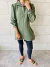 Olive Longline Belted Shirt