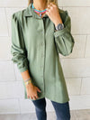 Olive Longline Belted Shirt