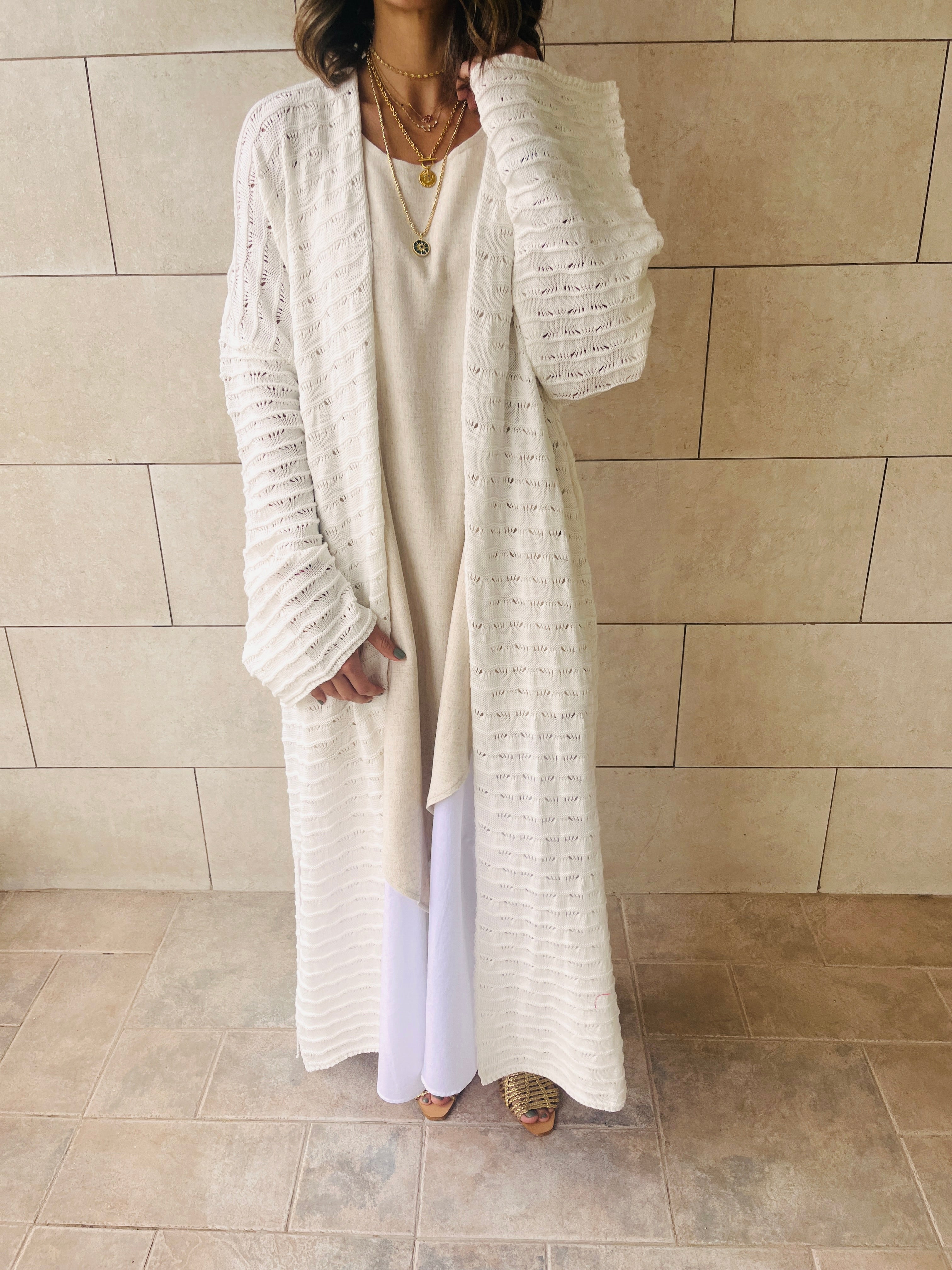 White Desert Sky Knit Kimono