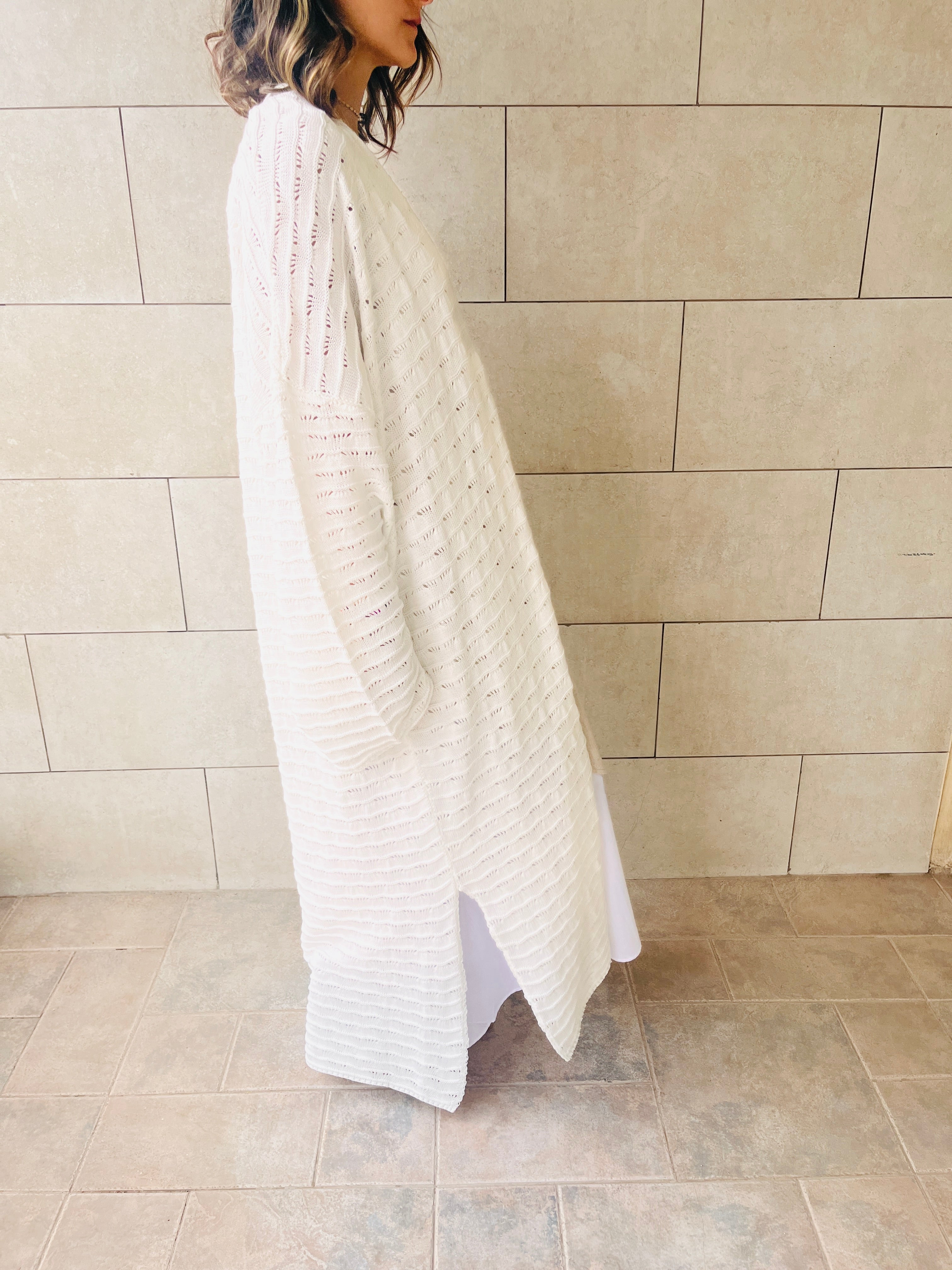White Desert Sky Knit Kimono