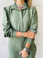 Olive Longline Belted Shirt