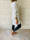 White Longline Belted Shirt