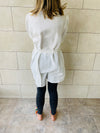 White Longline Belted Shirt