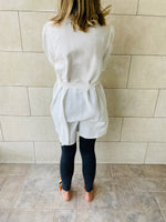 White Longline Belted Shirt