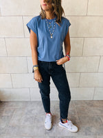 Black & Blue Side Tie T-shirts Set