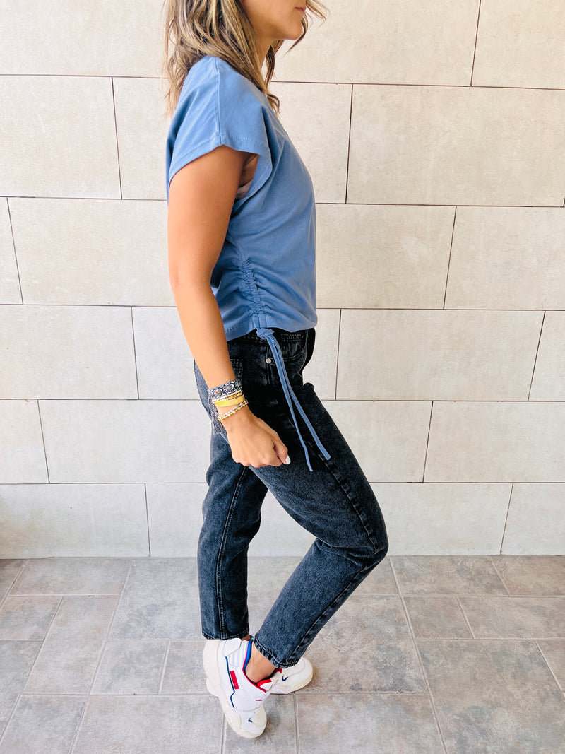 Black & Blue Side Tie T-shirts Set