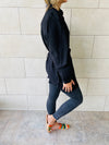 Black Longline Belted Shirt