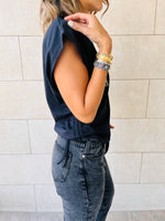 Black & Blue Side Tie T-shirts Set