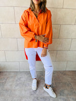 Orange High Low Hooded Shirt