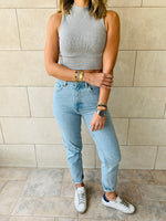 Black & White & Grey High Neck Crop Top