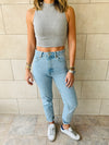 Black & White & Grey High Neck Crop Top
