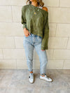 Olive Crop Knit Top