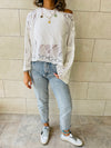 White Crop Knit Top