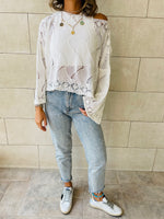 White Crop Knit Top