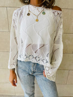 White Crop Knit Top