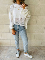 White Crop Knit Top