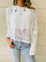 White Crop Knit Top