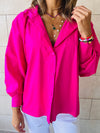 Fuchsia High Low Hooded Shirt