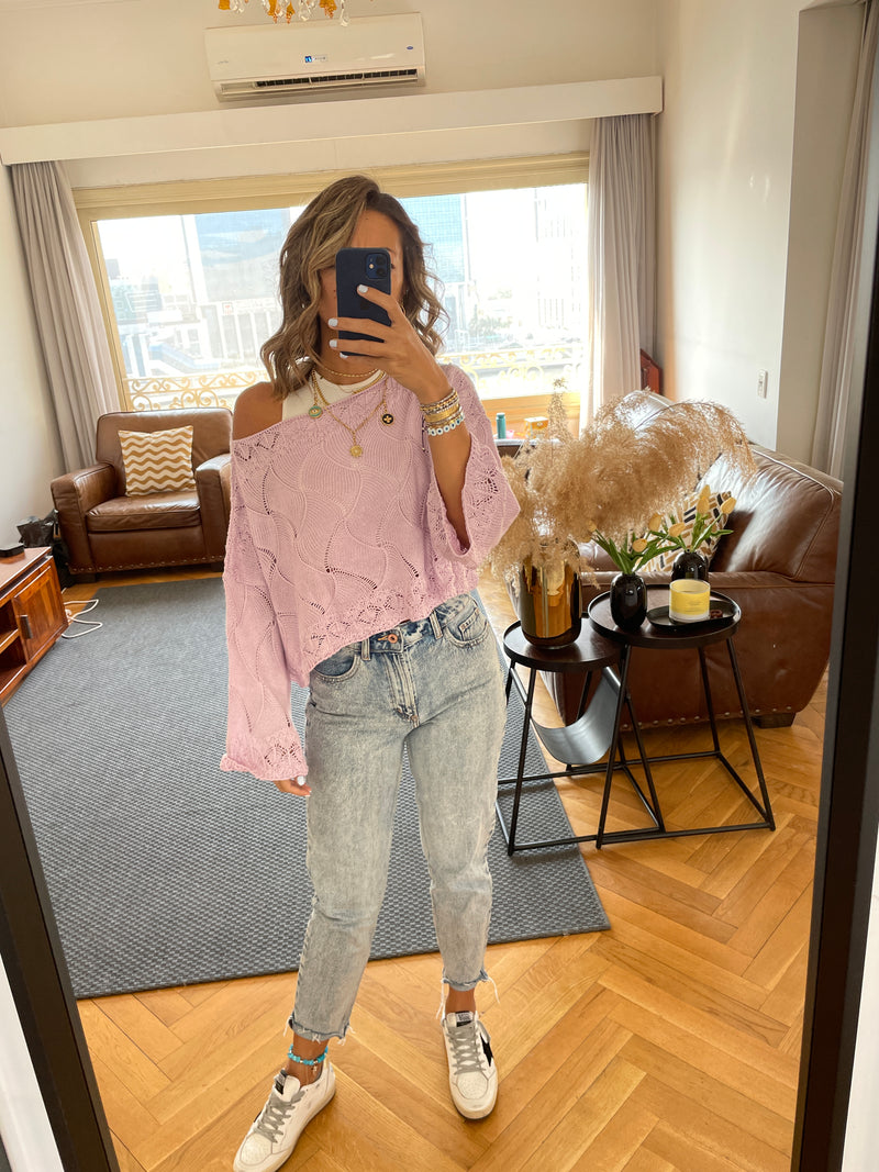 Lilac Crop Knit Top