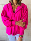 Fuchsia High Low Hooded Shirt