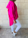 Fuchsia High Low Hooded Shirt