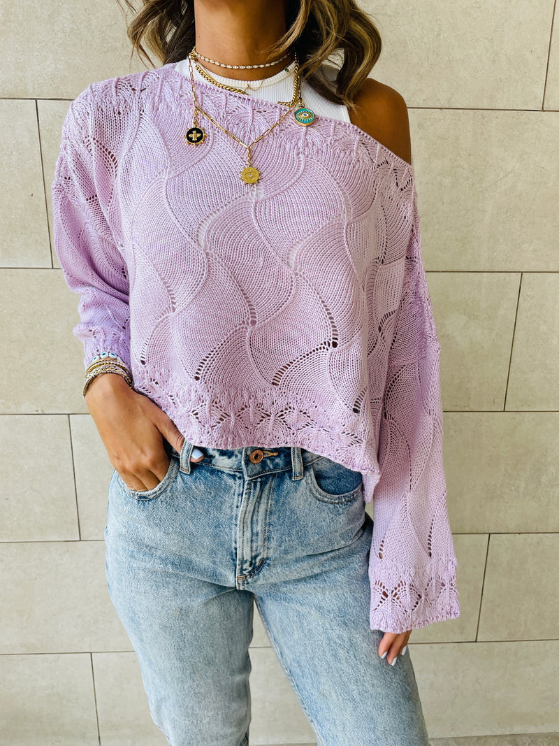 Lilac Crop Knit Top