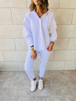 White High Low Hooded Shirt