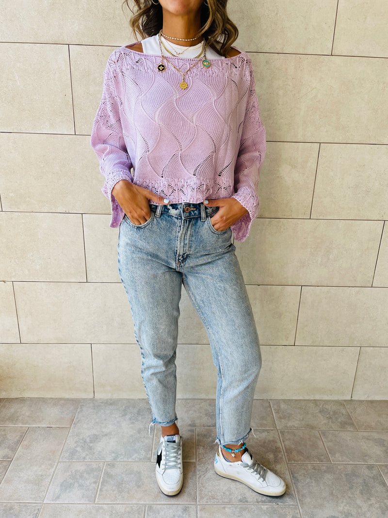 Lilac Crop Knit Top