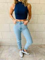 Navy & Grey High Neck Crop Set