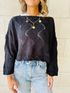 Black Crop Knit Top