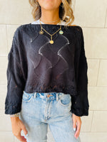 Black Crop Knit Top