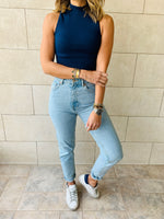 Navy & Grey High Neck Crop Set