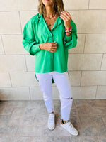 Green High Low Hooded Shirt