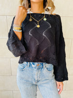 Black Crop Knit Top