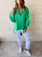 Green High Low Hooded Shirt