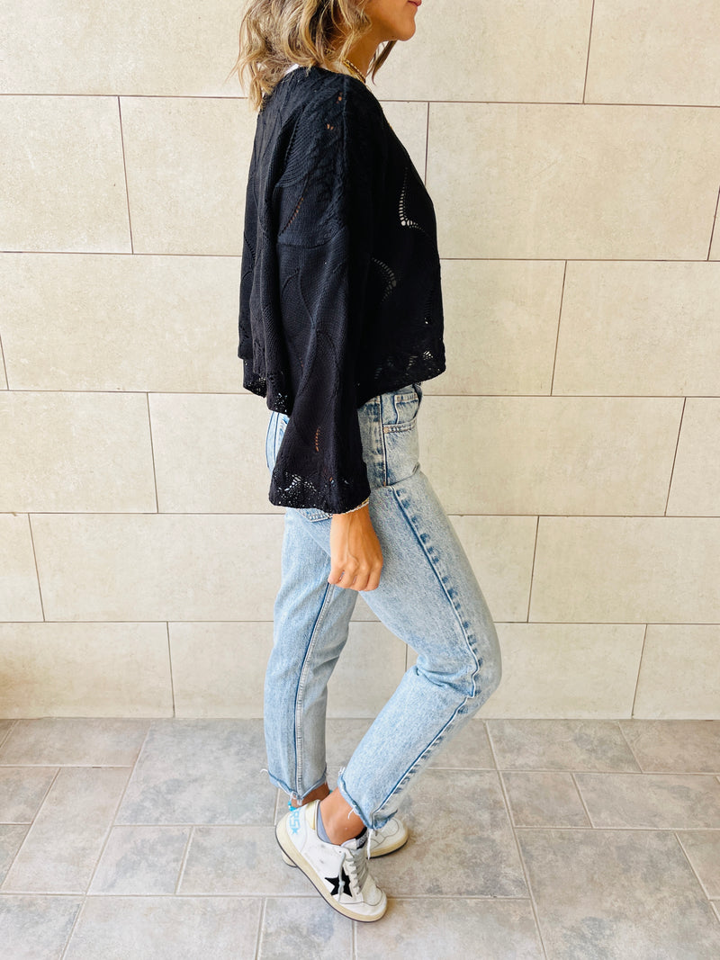 Black Crop Knit Top