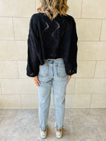 Black Crop Knit Top