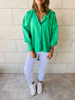 Green High Low Hooded Shirt