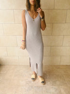 Grey Ribbed Essential Knit Dress