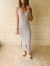Grey Ribbed Essential Knit Dress