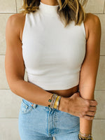 Black & White & Grey High Neck Crop Top