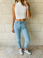 Black & White & Grey High Neck Crop Top